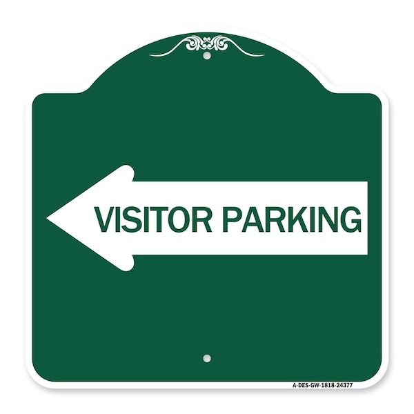 Signmission Visitor Parking With Left Arrow, Green & White Aluminum Architectural Sign, 18" x 18", GW-1818-24377 A-DES-GW-1818-24377 - main